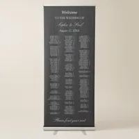 180 Guest Black Alphabetical Welcome Seating Chart Retractable Banner