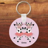 Cute and funny dancing cows   keychain