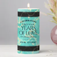 Elegant 44th Turquoise Wedding Anniversary Pillar Candle