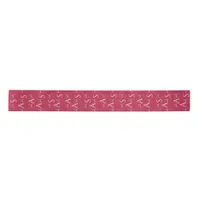 Viva Magenta Elegant Calligraphy Monogram Wedding Satin Ribbon