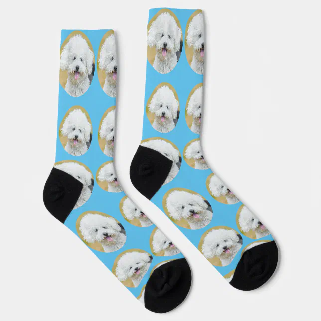 Custom Cute Pet Photo Dog Pattern Blue Socks