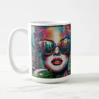 Abstract Woman in Sunglasses Ai Art  Coffee Mug