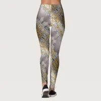 Gold And Silver Lace Tapestry Kaleidoscope  Leggings