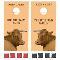 Moo! Fun "keep calm" cow Cornhole Set