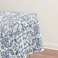 Denim Blue Floral Tablecloth