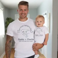 Our First Father's Day Hand holding hand Matching Baby Bodysuit