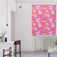 Boho Elephant Moon Buggy Bright Pink Girl Nursery Blackout Curtains