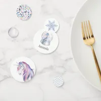 Watercolor Glitter Unicorn Winter Holiday Birthday Confetti