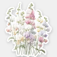 Pastel Sweet Pea Flowers Pretty Garden Watercolor  Sticker