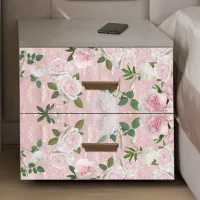 Roses And Peonies On Blush Pink And Gold Damask  Tissue Paper