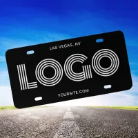 Black and White Modern Rectangular Logo Promo License Plate