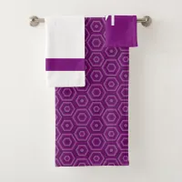 Bold Purple and White with Optional Monogram Bath Towel Set