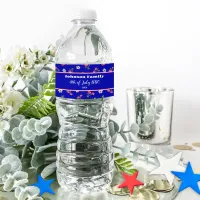 Family BBQ Fourth of July Red White Blue Cherry  Water Bottle Label