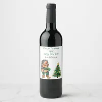 Cheeky Christmas Troll and Tree Delight  Wine Label