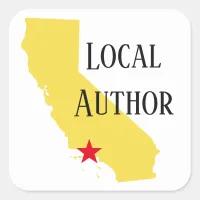 Red Star Yellow California Local Author Square Sticker