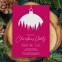 Pink And White Decoration Ball Christmas Party Invitation