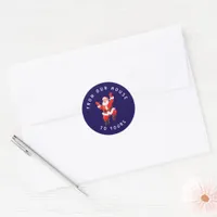 From Our House To Yours | Santa Dancing Blue Classic Round Sticker