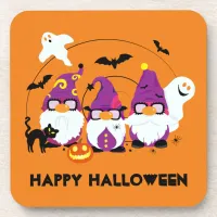 Happy Halloween Cute Gnomes and Ghosts Spooky Beverage Coaster