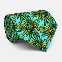 Tropical Exotic Stylish Plants Pattern Neck Tie