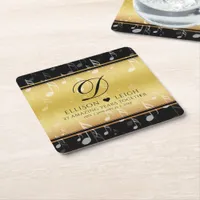 Elegant 27th Music Wedding Anniversary Celebration Square Paper Coaster