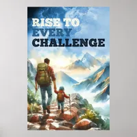 Rise To Every Challenge Dad And Son Motivational Poster