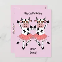 Cute and funny dancing cows  postcard