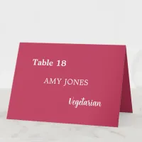 Guest Name Meal Choice Cherry Magenta Place Card