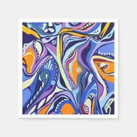 Art Deco pattern - blue and orange Paper Napkins