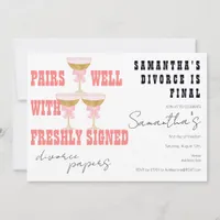 Pairs Well Divorce Papers Coquette Champagne Party Invitation