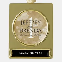 Elegant 1st Paper Wedding Anniversary Gold Plated Banner Ornament