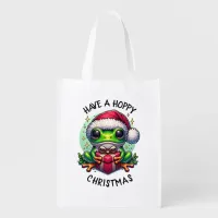 Have a Hoppy Christmas | Frog Pun Grocery Bag