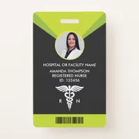 Modern Green Geometric Registered Nurse Photo ID Badge