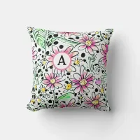 Groovy Retro Daisy Flower Throw Pillow