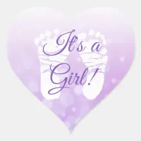 It's a Girl Purple  Baby shower Stickers