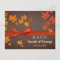 maple leaves Wedding rsvp Invitation Postcard