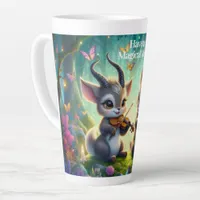 Cute Saolas Playing Violas in a Magical Forest Latte Mug