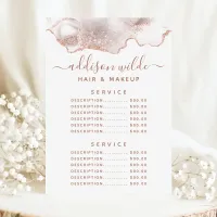 Chic White Marble Agate Rose Gold Service Price Menu