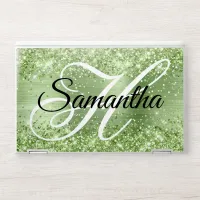 Glitter Mint Green Foil Fancy Monogram HP Laptop Skin