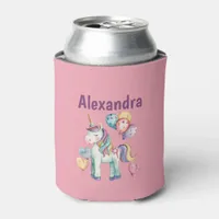 Cute Colorful Watercolor Unicorn Can Cooler