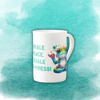 Modern Inhale Exhale Green Frog | Bone China Mug