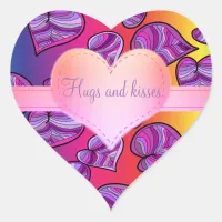 Colorful Doodle Rainbow Hearts Pattern Heart Sticker