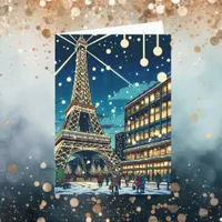 Eiffel Tower in Paris, France at Christmas time Card