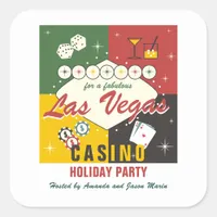 Christmas Holiday Vegas Casino Poker Night Party Square Sticker