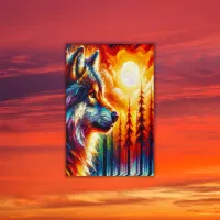 Wolf Face with Sun & Forest | Acrylic Print