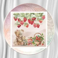 Berry First Strawberry and Bear Birthday Napkins