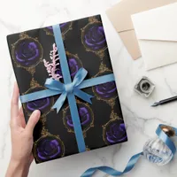 Romantic, Vintage Goth Purple Roses Wrapping Paper