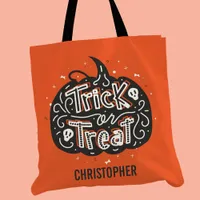 Trick or Treat Pumpkin Personalized Halloween Tote Bag