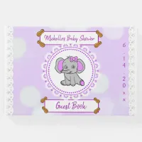 Cute Purple Elephant themed Girl's Baby Shower Guest Book