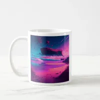 Pink Ocean and Palm Trees Digital Art  Coffee Mug