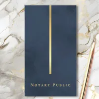 Elegant Notary Public Navy Blue Gold LinkedIn QR Business Card